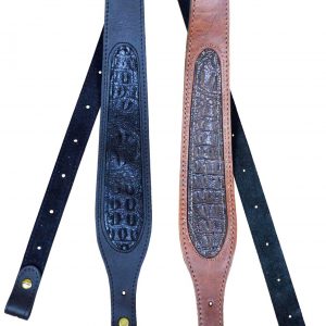 60mm Tapered Genuine Leather Croc Inlay Gun Sling