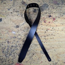 Black 2.5″ Leather Guitar Strap Extra Long