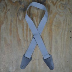 Grey Webbing with Heavy Duty Leather Ends Guitar Strap