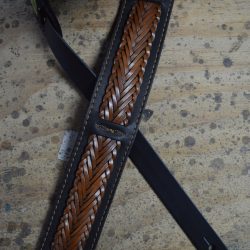 Black Soft Leather with Brown Plait Guitar Strap