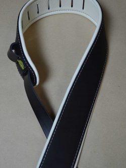 2.5″ Padded Upholstery Leather Guitar Strap Black & White