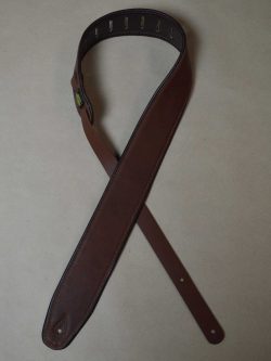 2.5″ Padded Upholstery Leather Guitar Strap Tan & Brown