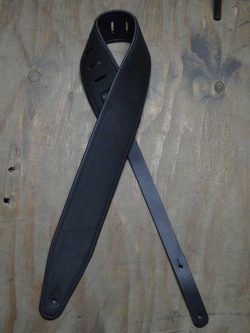 3.0″ Padded Upholstery Leather Guitar Strap Black & Black