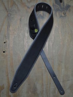 3.0″ Padded Upholstery Leather Guitar Strap Black & Grey