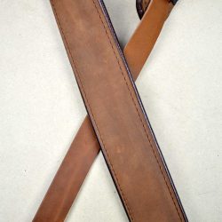 2.0″ Padded Upholstery Leather Guitar Strap Tan & Brown