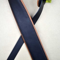 2.5″ Padded Upholstery Leather Guitar Strap Black & Tan