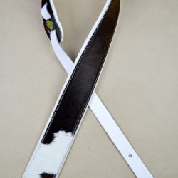 2.5? Wide Genuine Hair On Cowhide With White Leather Back Guitar Strap