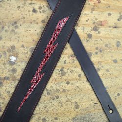 Red Croc Lightning Bolt on Black Leather Inlay Strap