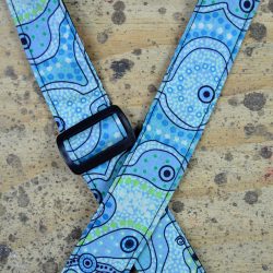 Aboriginal Art Rag Ukulele Strap – Yalke Wetlands Aqua