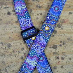 Aboriginal Art Rag Ukulele Strap – Yalke Wetlands Blue