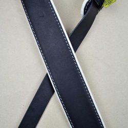 2.0″ Padded Upholstery Leather Guitar Strap Black & White