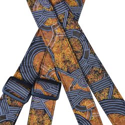 Aboriginal Art Rag Ukulele Strap – Bush Plum Gold