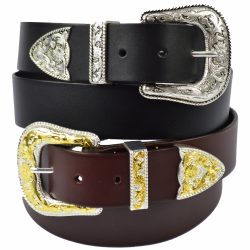 Handcrafted Leather Belt with Western Buckle Set