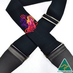 3.5″ Slide Adjustable Cotton Webbing Guitar Strap – Devil Girl Embroidery