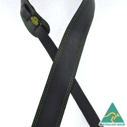 Green Stitched Black 2.5″ Leather Guitar Strap