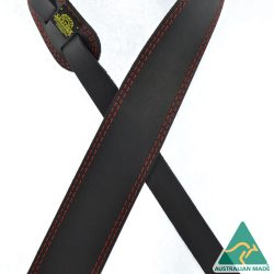 Red Stitched Black 2.5″ Leather Guitar Strap