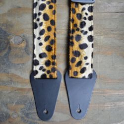 Black & Brown Leopard Faux Fur Guitar Strap