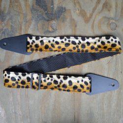Black & Brown Leopard Faux Fur Guitar Strap