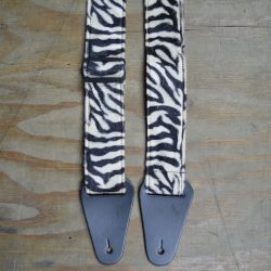 Brown & Black Zebra Faux Fur Guitar Strap