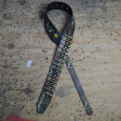Brass Shells on Camo Leather Guitar Strap