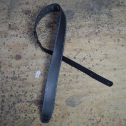 Blue Stitched Black 2.5″ Leather Guitar Strap