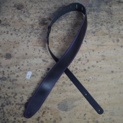 Purple Stitched Black 2.5″ Leather Guitar Strap