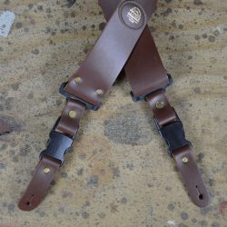 Clip Buckle Brown Leather Guitar Strap