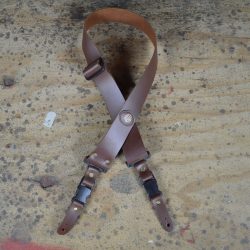 Clip Buckle Brown Leather Guitar Strap