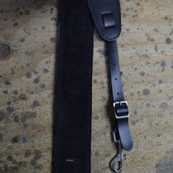 Black Leather Foam Padded Banjo Cradle with Hooks