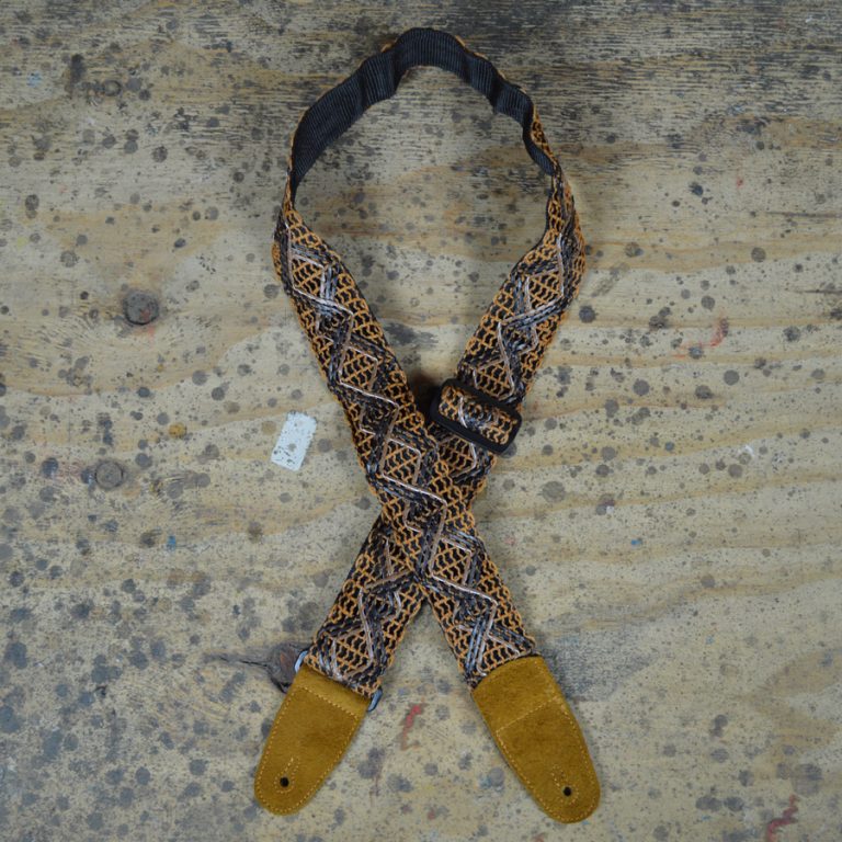 Caution Printed bing Guitar Strap Colonial Leather