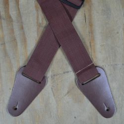 Brown Webbing with Heavy Duty Leather Ends Guitar Strap