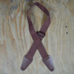 Brown Webbing with Heavy Duty Leather Ends Guitar Strap