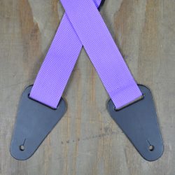 Purple Webbing with Heavy Duty Leather Ends Guitar Strap