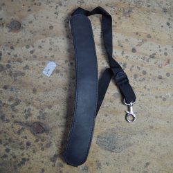 Black Leather Saxophone Strap with Lambs Wool Pad