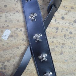 2.5″ Black Leather with Skull & Spanner Feature Guitar Strap