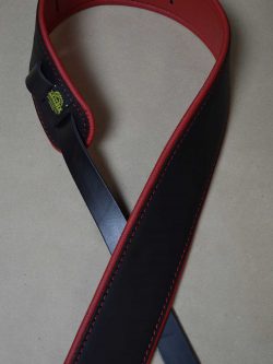 2.5″ Padded Upholstery Leather Guitar Strap Black & Red