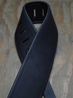 3.0″ Padded Upholstery Leather Guitar Strap Black & Black