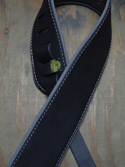 3.0″ Padded Upholstery Leather Guitar Strap Black & Grey