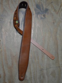 3.0″ Padded Upholstery Leather Guitar Strap Tan & Brown