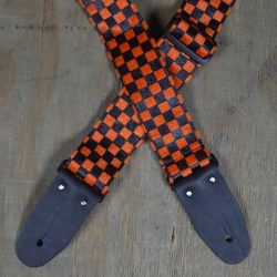 Orange & Black Checker Guitar Strap