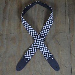 White & Black Checker Guitar Strap