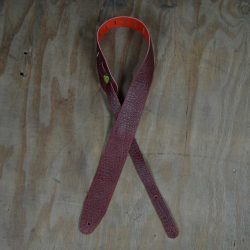 Burgundy Croc Stitched 2.5″ Leather Guitar Strap