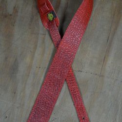 Red Croc Stitched 2.5″ Leather Guitar Strap