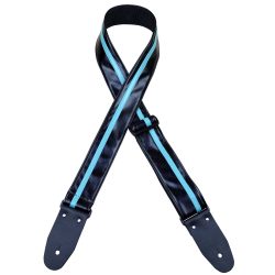 Stripe Rag Guitar Strap – Black with a Aqua Stripe