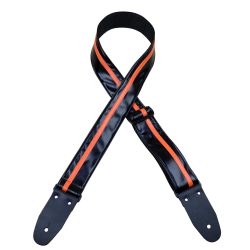 Stripe Rag Guitar Strap – Black with a Orange Stripe