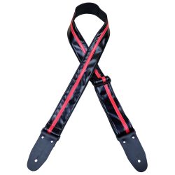 Stripe Rag Guitar Strap – Black with a Red Stripe