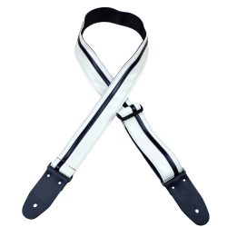 Stripe Rag Guitar Strap – White with a Black Stripe
