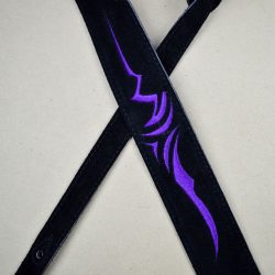 Purple Celtic Embroidered Black Suede Guitar Strap