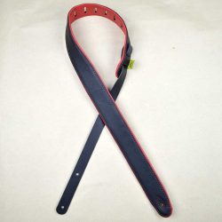 2.0″ Padded Upholstery Leather Guitar Strap Black & Red