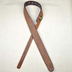 2.0″ Padded Upholstery Leather Guitar Strap Tan & Brown